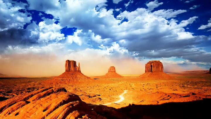 Download Wallpaper 1920x1080 road, desert, canyons, sand, stones, cuts 