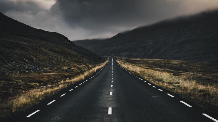 Download wallpaper 1920x1080 road, marking, clouds, turn full hd, hdtv 