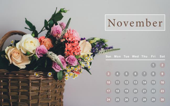 Floral November 2019 Wallpaper | Calendar wallpaper, November wallpaper 