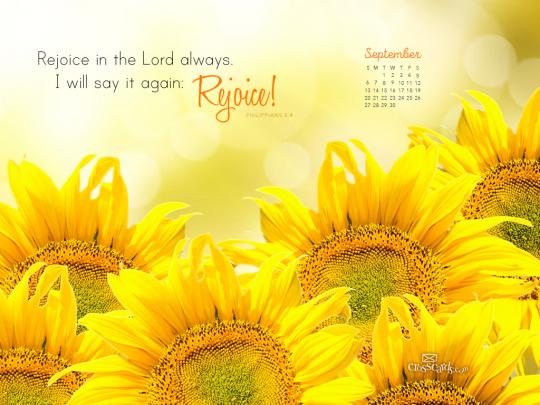 September 2015 - Philippians 4:4 Desktop Calendar- Free Monthly 