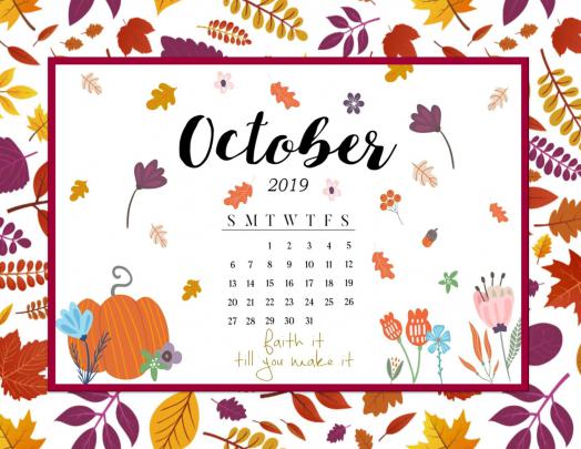 October 2019 Calendar | Calendar wallpaper, 2019 calendar, Desktop calendar