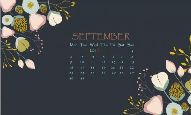September 2019 Calendar For Desktop | Calendar wallpaper, 2019 calendar 