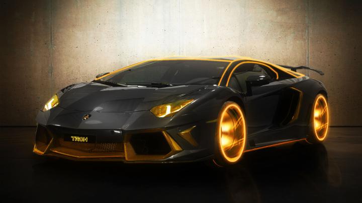 cars, Orange, Tron, Digitalized, Supercars, Lamborghini, Aventador 
