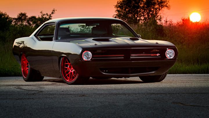 Desktop wallpaper black muscle car, hd image, picture, background, 6e0577