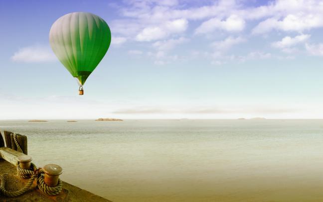 nature, Clouds, Sky, Photo manipulation, Sea, Hot air balloons, Ropes 