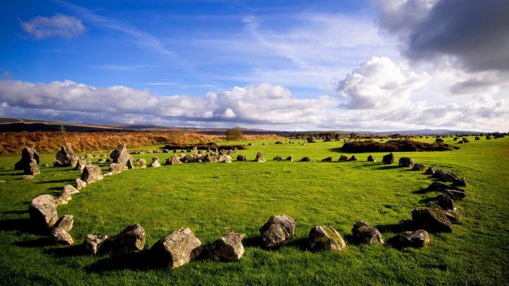 landscape, Sky, Clouds, Horizon, Ireland, Rock, Stones, Trees, Grass 