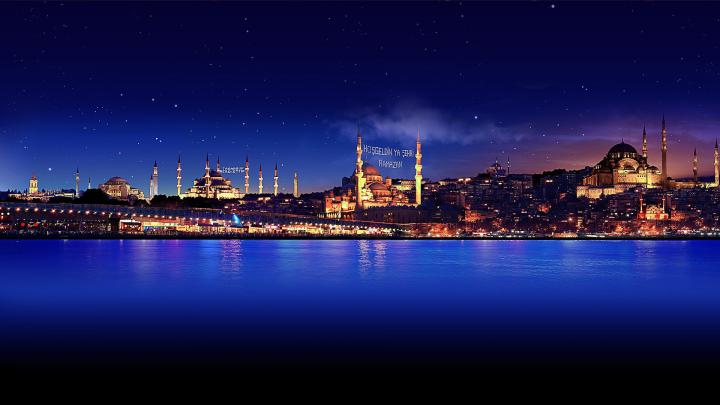 Free download Night Stars Ocean Istanbul sky reflection city wallpaper 