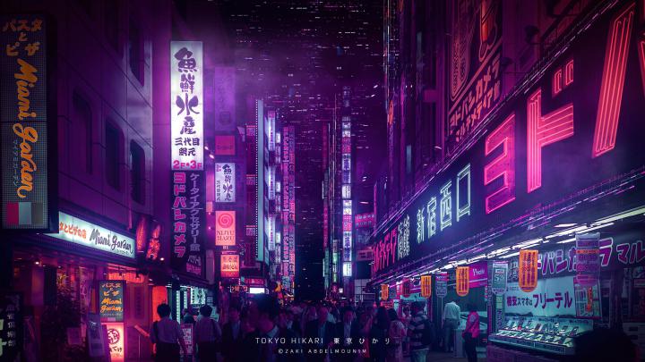 Purple Neon Lights Tokyo Desktop Wallpapers