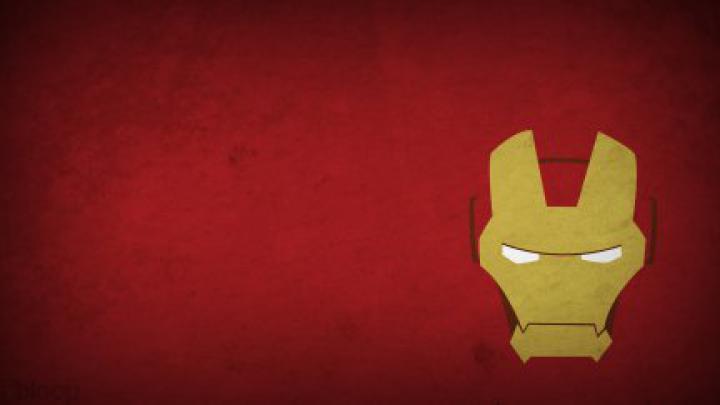 Blo0p, hero, Iron Man, minimalism, red background, cartoon, armored 
