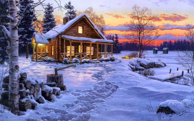 Winter Farm Desktop Wallpaper -