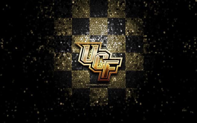 Download wallpapers UCF Knights, glitter logo, NCAA, brown black 