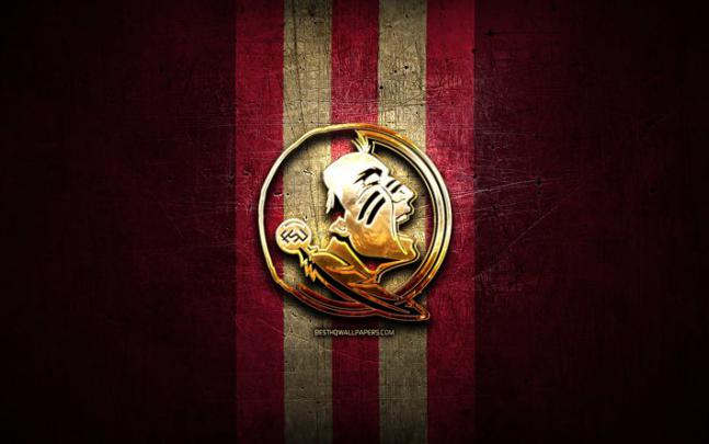 Download wallpapers Florida State Seminoles, golden logo, NCAA, purple 