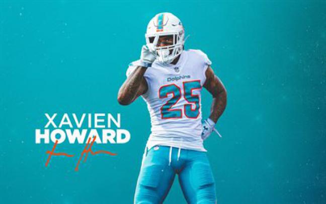 Download wallpapers Xavien Howard, fan art, Miami Dolphins, minimalism 