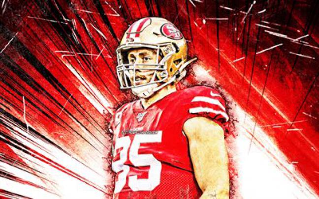 Download wallpapers George Kittle, 4k, grunge art, NFL, San Francisco 