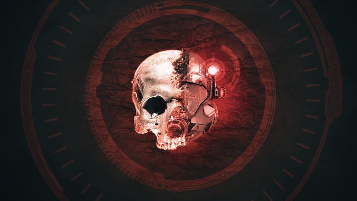 space suit, space battle, marines, graphic design, skull, shooter 