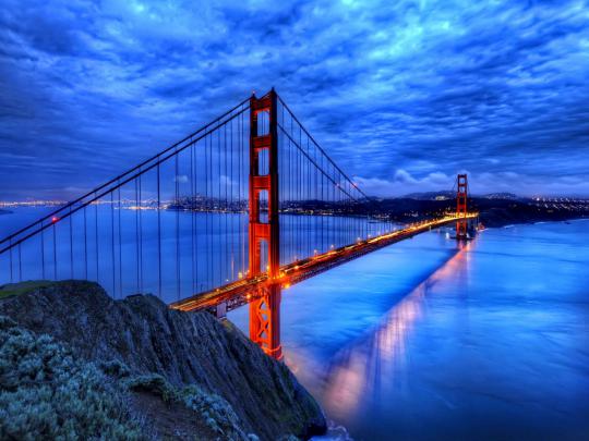Golden Gate Bridge At Dusk HD desktop wallpaper : Widescreen : High 