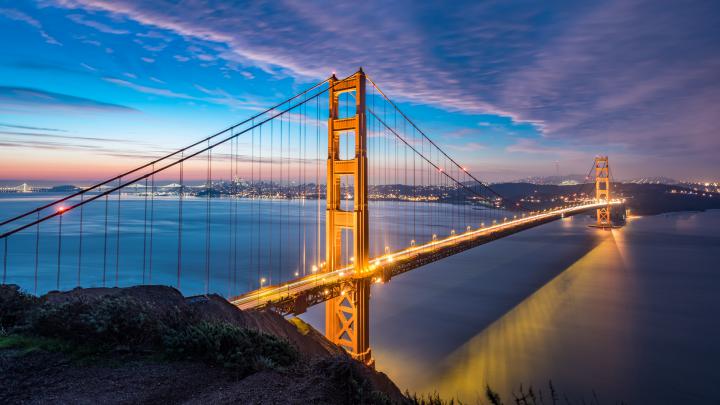 bridge, dawn, strait, golden gate, san francisco 4k strait, Dawn, bridge