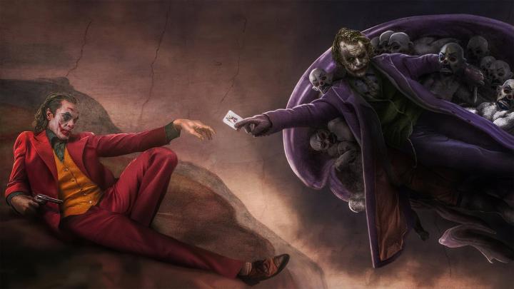 artwork movies Joker Heath Ledger Joaquin Phoenix wallpaper \u2022 Wallpaper 