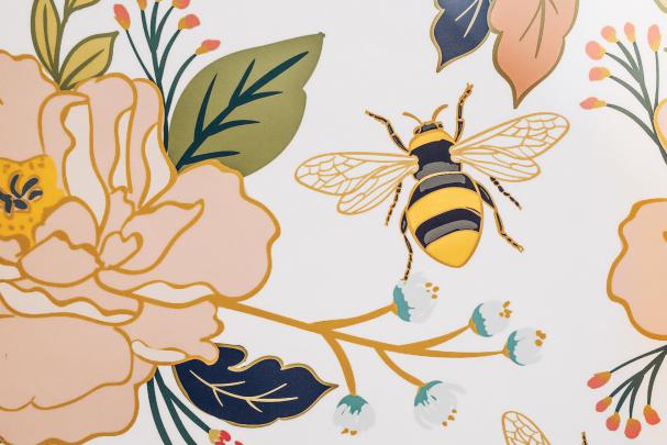 Flower \u0026 Honey Bee Wallpaper | Anewall Mural Wallpapers