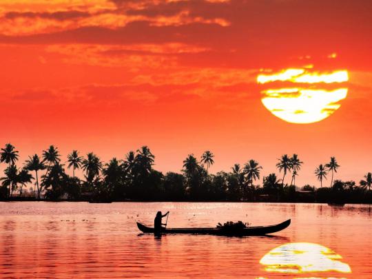Kochi Kerala India Red Sky Sunset Reflection Landscape Photography 4k 
