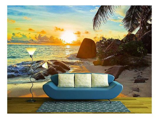 wall26 - Tropical Beach at Sunset - Nature Background - Removable Wall 