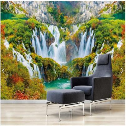 Large custom mural wallpaper beautiful landscape waterfall 3D living 