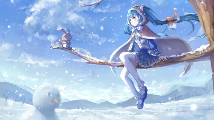 Hatsune Miku Snow Winterland Vocaloid Live Wallpaper - MoeWalls