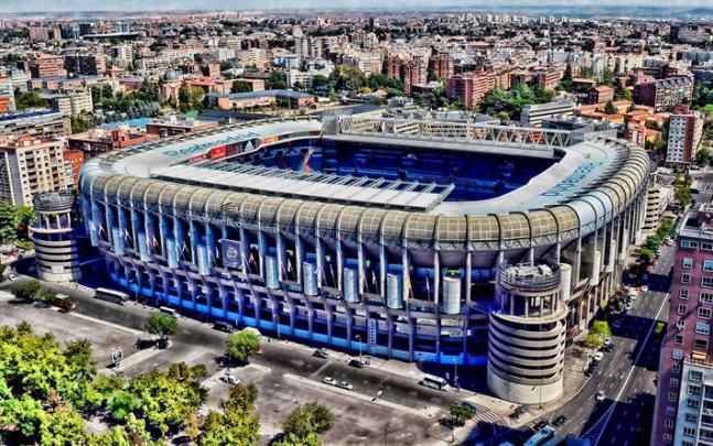 Download wallpapers 4k, Santiago Bernabeu, aerial view, Real Madr