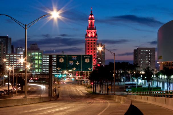 beach, Bridge, Cities, Florida, Marina, Miami, Monuments, Night 