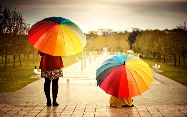 Rainbow Color Umbrella on Monsoon Season Wallpaper - Download hd wallpapers