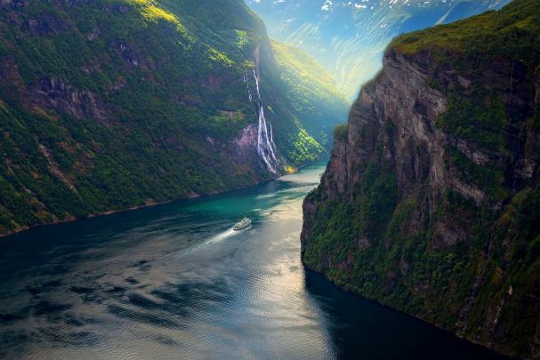 photography, Nature, Landscape, Mountains, Ship, Fjord, Summer 