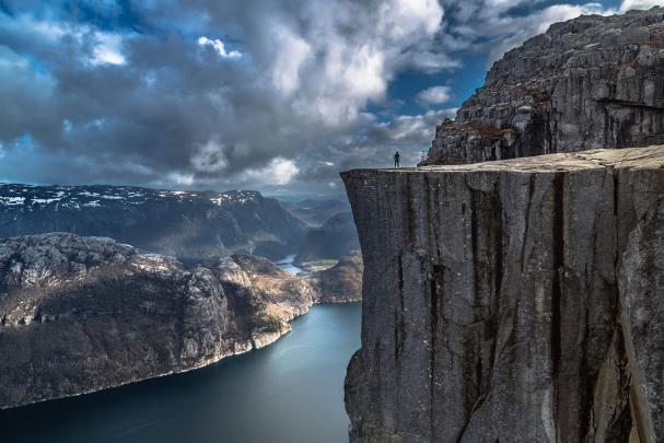photography, Landscape, Nature, Cliff, Mountains, Clouds, Fjord, Norway 