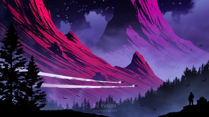 Night Patrol by Michal Kv\u00e1\u010d | Desktop wallpaper art, Landscape 