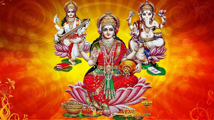 Laxmi Ganesh Saraswati Full Hd Wallpaper | Goddess Maa Lakshmi