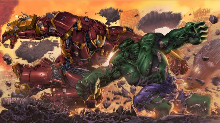Iron Man, Hulkbuster Vs Hulk, Fight, Superheros, Artwork, - Hulk Vs 