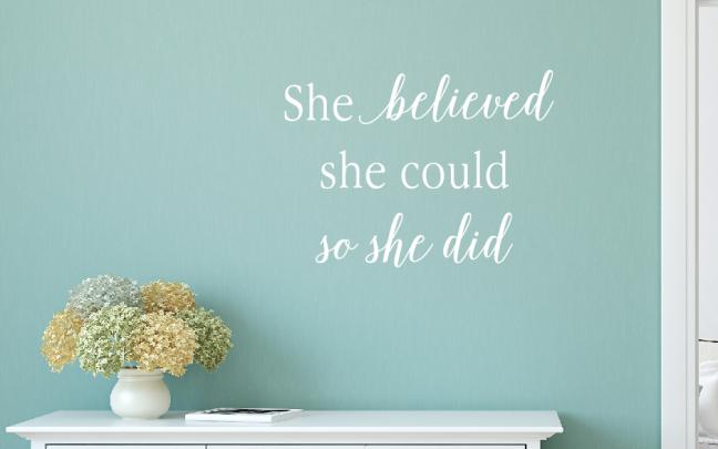 Motivational Wall Decals, She Believed She Could Wall Decal 
