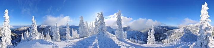 panoramas, Winter, Forest, Snow, Mountain, Trees, Road, Clouds, Nature 