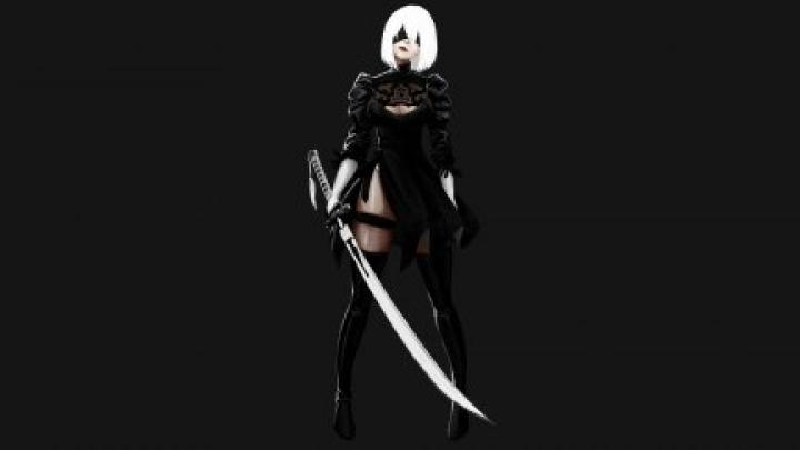women, white hair, cleavage, thighs, 2B (Nier: Automata), Nier 