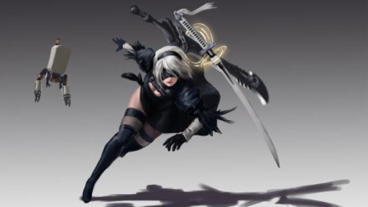 2B (Nier: Automata), white hair, women, cleavage, thighs, Nier 