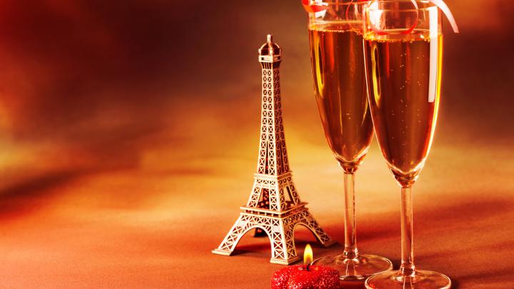 Paris Mini Eiffel Tower And Champagne Wallpaper for Desktop 1920x1080 