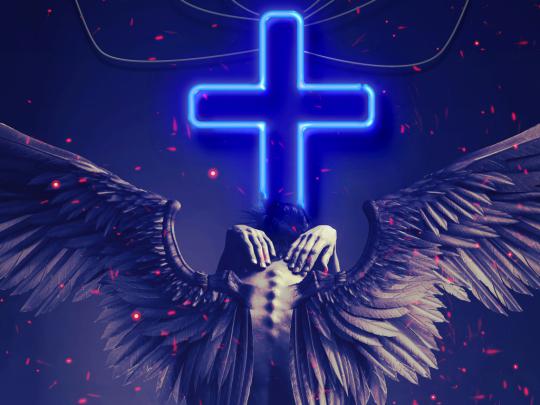 Desktop wallpaper fantasy, angel, cross, hd image, picture, background 