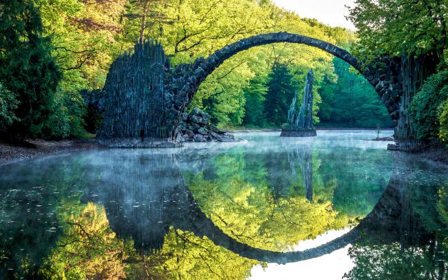 reflection, River, Arch, Trees, Nature, Landscape, Water Wallpapers HD 