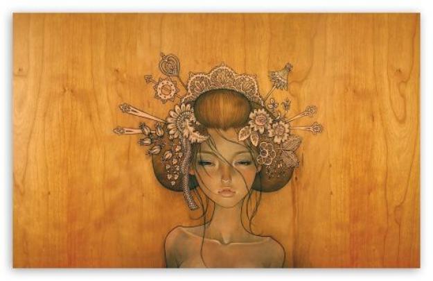 Download Woman Drawing by Audrey Kawasaki HD Wallpaper | Audrey 