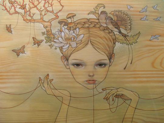 paintings birds audrey kawasaki artwork butterflies 2592x1944 wallpaper 