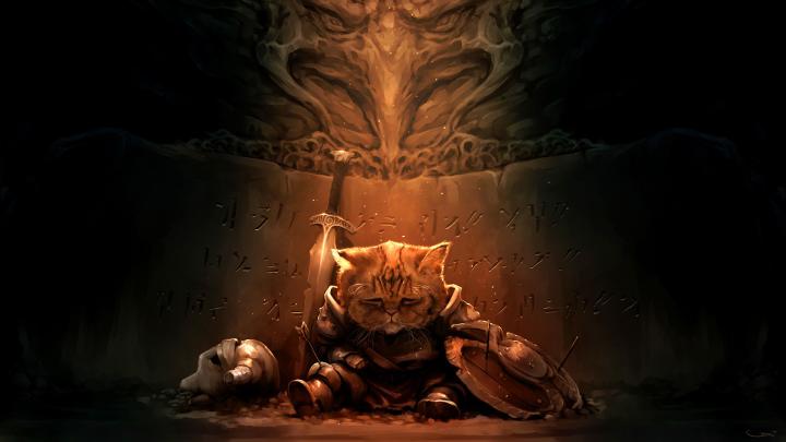 Wallpaper : cat, video games, dragon, The Elder Scrolls V Skyrim, sad 