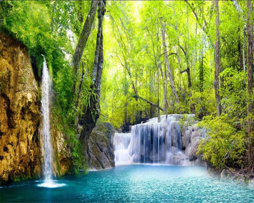 Beibehang 3d wallpaper hd waterfall scenery pictures wall paper 3 d 