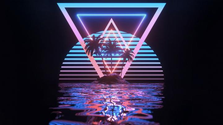 Tropical Paradise : outrun | Neon wallpaper, Computer wallpaper desktop 
