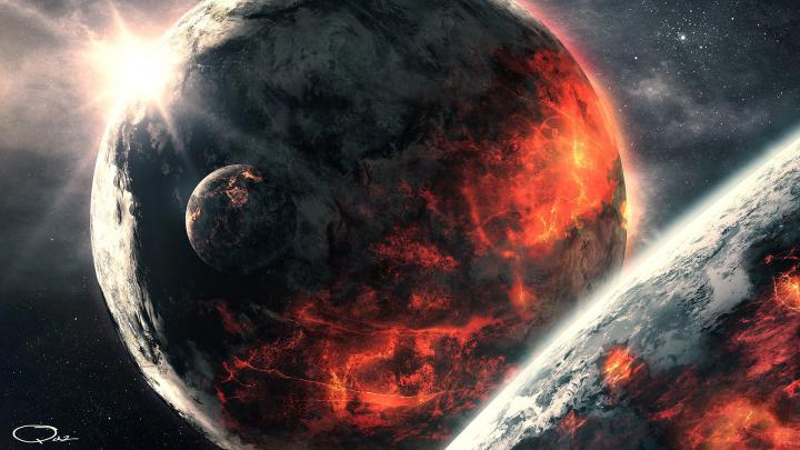 Free download space 1080p wallpaper full hd volcanic planet in space 