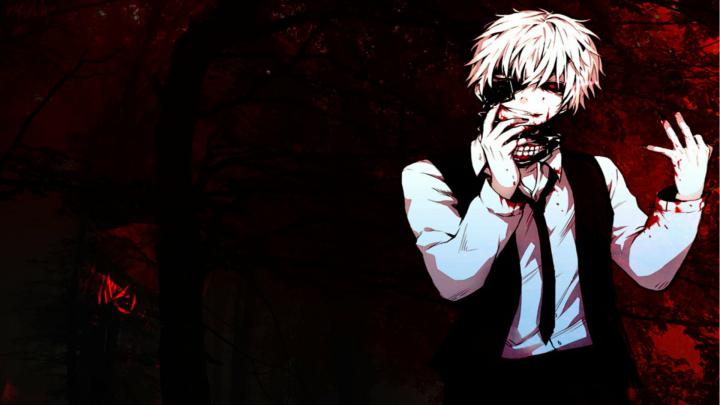 red eyes, blonde, Tokyo Ghoul, Kaneki Ken, anime boys, blood, anime 