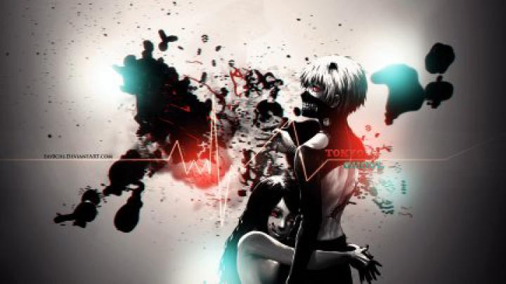 red eyes, boobs, dark hair, looking at viewer, Tokyo Ghoul, Kaneki Ken 